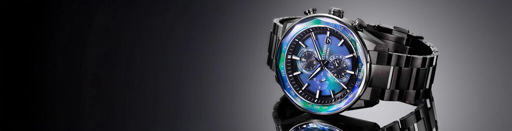 Shop Men's New Arrivals banner, featuring ATTESA watch model AT8314-53L on a gradient black background